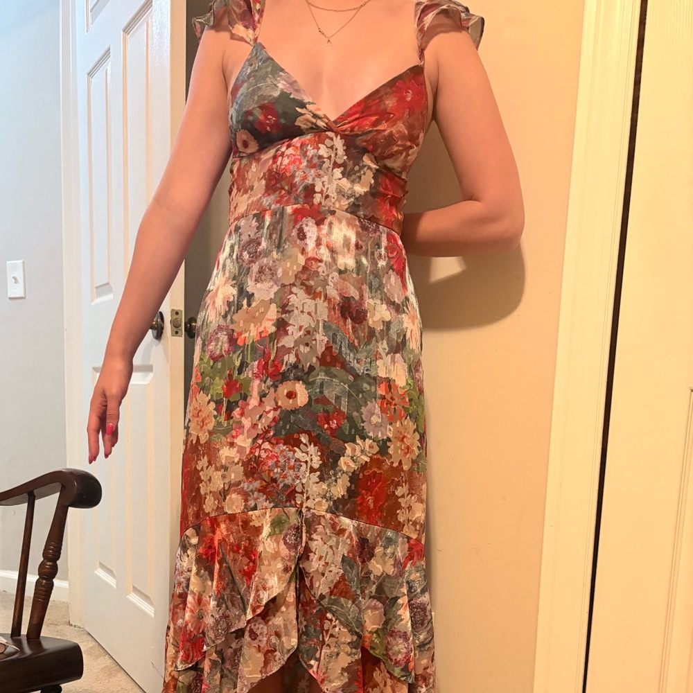 Hutch, anthropologie green floral dress like new